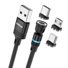 ENKAY Cavo di ricarica rapido magnetico con rotazione di 540 gradi 3 in 1 da USB a tipo C / 8 pin / Micro USB 3 in 1, lunghezza: 1 m (nero)