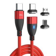 ENKAY Cavo di ricarica rapido magnetico 3 in 1 PD100W da tipo C a tipo C / 8 pin / micro USB, lunghezza cavo: 1 m (rosso)