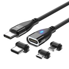 ENKAY 3 in 1 PD100W da tipo C a tipo C / 8 pin / cavo di ricarica rapido magnetico micro USB, lunghezza cavo: 1,8 m (nero)