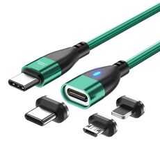 ENKAY Cavo di ricarica rapido magnetico 3 in 1 PD100W da tipo C a tipo C / 8 pin / micro USB, lunghezza cavo: 1,8 m (verde)