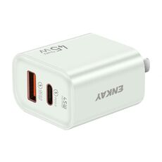 ENKAY FC-001 Caricatore rapido a doppia porta USB-A + USB-C / Type-C da 45 W, presa americana (verde chiaro)