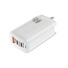 Adattatore tablet portatile TE-65W GaN PD65W doppio USB-C/Tipo-C+USB-A, spina americana (bianco)