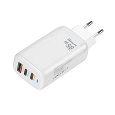 TE-65W GaN PD65W Adattatore doppio USB-C+USB-A per laptop/tablet, spina europea (bianco)