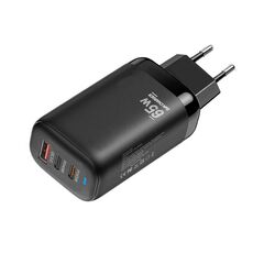 TE-65W GaN PD65W Adattatore doppio USB-C+USB-A per laptop/tablet, spina europea (nero)