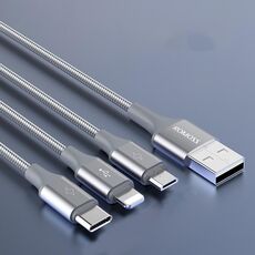 Romans 3 in 1 3,5 A 8 pin + Micro USB + cavo tipo C/USB-C 1,5 m (grigio siderale)