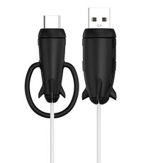 Protezione linea dati per iPhone Protezione avvolgicavo per caricabatterie USB tipo C, specifiche: fascia piccola per testa + testa USB nera