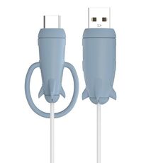 Protezione linea dati per iPhone Protezione avvolgicavo per caricabatterie USB tipo C, specifiche: fascia piccola per testa + testa USB azzurro