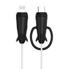 Protezione linea dati per protezione avvolgicavo per caricabatterie USB tipo C per iPhone, specifiche: microcefalia + fascia per la testa piccola nera