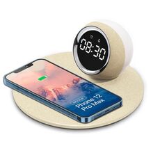 Caricatore rapido wireless con luce notturna per orologio girevole multifunzionale K22T da 15 W, colore: colore grano