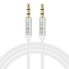 Cavo audio JINGHUA Cavo adattatore audio AUX da maschio a maschio da 3,5 mm, lunghezza: 2 m (3 nodi bianco)