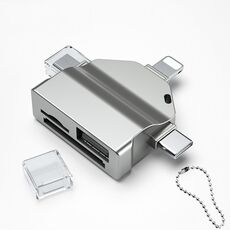 Lettore di schede OTG multifunzione 7 in 1 per iPhone / telefoni Android / Huawei / laptop (grigio argento)