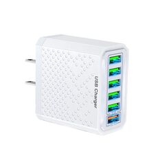 Adattatore di alimentazione per caricabatterie da viaggio USB a ricarica rapida multifunzionale a 6 porte, modello: spina americana bianca