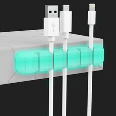 AhaStyle PT125-S Versione adesiva a 5 fori Clip per cavo in silicone Supporto per cavo dati da tavolo (verde luminoso)