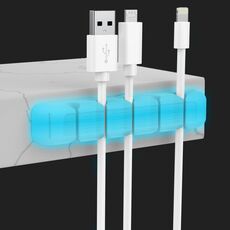 AhaStyle PT125-S Versione adesiva a 5 fori Clip per cavo in silicone Supporto per cavo dati da tavolo (blu luminoso)