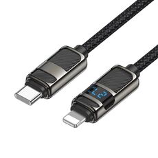 hoco U137 Cavo dati di ricarica USB-C/Type-C a 8 pin Line PD con display, lunghezza: 1,2 m (nero)