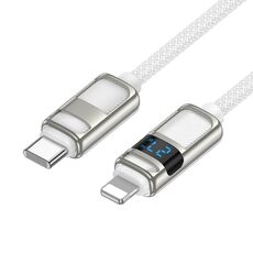 hoco U137 Cavo dati di ricarica USB-C/Type-C a 8 pin Line PD con display, lunghezza: 1,2 m (bianco)