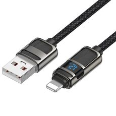 hoco U137 Cavo dati di ricarica USB a 8 pin Line 2.4A con display, lunghezza: 1.2m (nero)