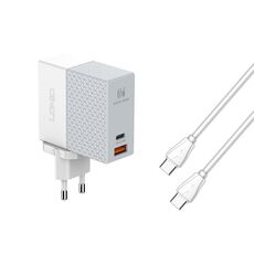 LDNIO A2620C PD3.0 65W Adattatore di alimentazione USB Caricabatterie da viaggio con cavo da tipo C a tipo C, UE