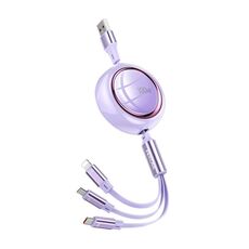 Cavo dati retrattile WK WDC-18 Star Series 1,2 m 100 W USB a 8 pin / Tipo-C / Micro USB (viola)