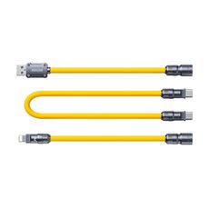 Cavo dati di ricarica rapida 4 in 1 in silicone WK WDC-20 Mecha Series da 1,4 m e 65 W (giallo)