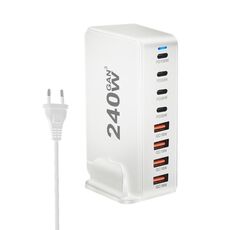 YMS-858 GaN 240W USB x 4, Caricabatterie rapido USB-C / Type-C x 4, Tipo di spina: spina UE (bianco)