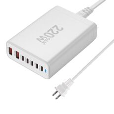 5C2A-220W GaN 220W USB x 2, Caricabatterie rapido USB-C / Type-C x 5, Tipo di spina: spina USA (bianco)
