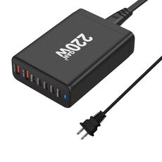 5C2A-220W GaN 220W USB x 2, USB-C / Type-C x 5 Caricabatterie rapido, Tipo di spina: spina USA (nero)