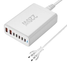 5C2A-220W GaN 220W USB x 2, Caricabatterie rapido USB-C / Type-C x 5, Tipo di spina: spina AU (bianco)