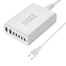 5C2A-220W GaN 220W USB x 2, USB-C / Type-C x 5 Caricabatterie rapido, Tipo di spina: spina UE (bianco)