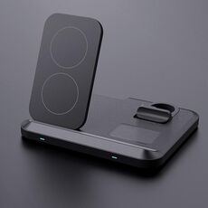 DW08 15W Caricabatterie wireless pieghevole 3 in 1 (nero)
