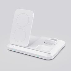 DW08 15W Caricabatterie wireless pieghevole 3 in 1 (bianco)