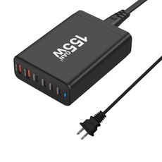 Caricabatterie rapido da tavolo 155W 4Type-C, 2USB 6 porte, tipo di spina: spina USA (nero)