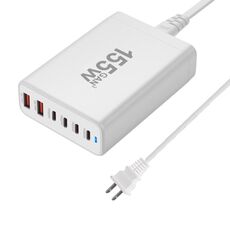 Caricabatterie rapido da tavolo 155W 4Type-C, 2USB 6 porte, tipo di spina: spina USA (bianco)