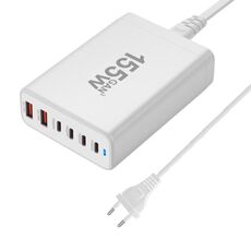 Caricabatterie rapido da tavolo 155W 4Type-C, 2USB 6 porte, tipo di spina: spina UE (bianco)
