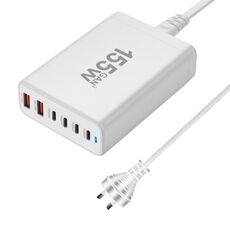 Caricabatterie rapido da tavolo 155W 4Type-C, 2USB 6 porte, tipo di spina: spina AU (bianco)