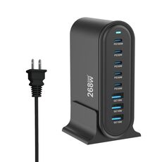 YMX-968 268W 5Type-C, 3USB 8-Ports Caricabatterie rapido da tavolo, tipo di spina: spina USA (nero)