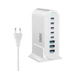 YMX-968 268W 5Type-C, 3USB 8-Ports Caricabatterie rapido da tavolo, tipo di spina: spina UE (bianco)