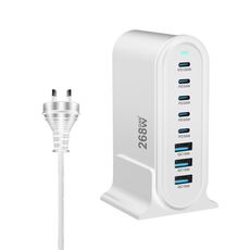 YMX-968 268W 5Type-C, 3USB 8-Ports Caricabatterie rapido da tavolo, tipo di spina: spina AU (bianco)