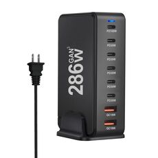 YMX-986 286W 6Type-C, 3USB 8-Ports Caricabatterie rapido da tavolo, tipo di spina: spina USA (nero)