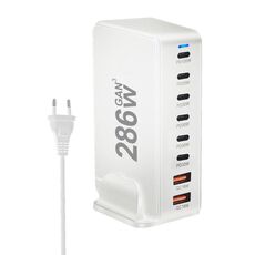 YMX-986 286W 6Type-C, 3USB 8-Ports Caricabatterie rapido da tavolo, tipo di spina: spina USA (bianco)