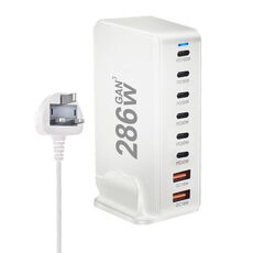 YMX-986 286W 6Type-C, 3USB 8-Ports Caricabatterie rapido da tavolo, tipo di spina: spina UK (bianco)