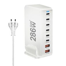 YMX-986 286W 6Type-C, 3USB 8-Ports Caricabatterie rapido da tavolo, tipo di spina: spina AU (bianco)