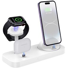B25 Supporto di ricarica 4 in 1 a 8 pin per Apple Watch/AirPods (bianco)