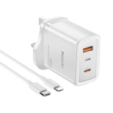 Yesido YC89 65W Tipo-C, USB, Caricabatterie rapido GaN inverso a 8 pin con cavo da Tipo-C a 8 pin (spina UK)