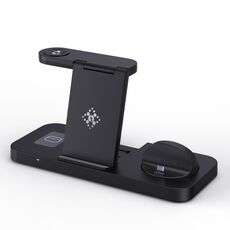 Per Apple Watch B21 6 in 1 Caricabatterie wireless pieghevole universale per telefono cellulare/auricolare (nero)