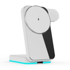 H62 RGB LED Light 3 in 1 Caricabatterie wireless pieghevole (bianco)