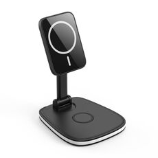 LXF-171 15W Multifunzionale Desktop Pieghevole Supporto Magsafe Caricabatterie Wireless (Nero)