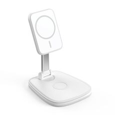 LXF-171 15W Multifunzionale Desktop Supporto Pieghevole Magsafe Caricabatterie Wireless (Bianco)