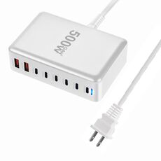 Caricabatterie da tavolo multiporta da 500 W GaN 6 Type-C 2 USB, spina: spina USA (bianco)