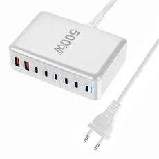 Caricabatterie da tavolo multiporta da 500 W GaN 6 Type-C 2 USB, spina: spina UE (bianco)